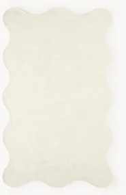 Handgeweven viscose vloerkleed Wavy met golvende rand