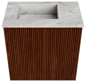 Mondiaz Joya DLux 40cm toiletmeubel ruby met wastafel faye links zonder kraangat glace