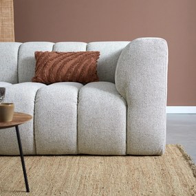 Bank Met Strepen Stiksel Grijsbeige Chaise Longue Links
