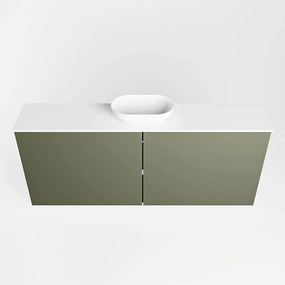 Mondiaz Fowy toiletmeubel 120cm army met witte waskom midden en kraangat