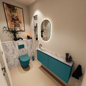 Mondiaz Ture DLux toiletmeubel 120cm smag met wastafel glace links met kraangat