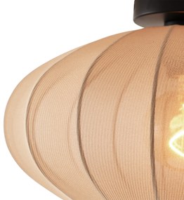 Japandi plafondlamp bruin met stoffen kap - Bida Design E27 rond Binnenverlichting Lamp