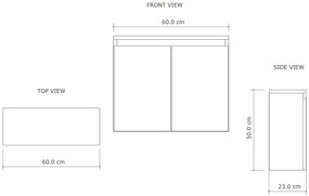 Gliss Design Echo toiletmeubel 60cm olijfgroen met toppaneel wit mat