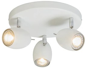 Design Spot / Opbouwspot / Plafondspot wit rond 3-lichts - Egg Design, Industriele / Industrie / Industrial, Modern, Retro GU10 Binnenverlichting Lamp