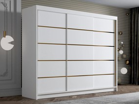 Kledingkast Closico Veltron II, Wit, 215x250x58cm, 192 kg, Kledingkast deuren: Schuivend