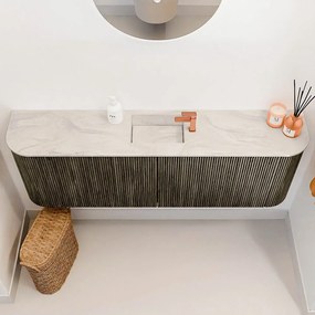 Mondiaz Joya DLux 125cm toiletmeubel ronding links/rechts shadow met wastafel faye midden 1 kraangat ostra