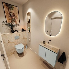 MONDIAZ TURE-DLUX 60cm toiletmeubel Greey. EDEN wastafel Frappe positie midden. Zonder kraangat. TUREDX60GREM0FRA