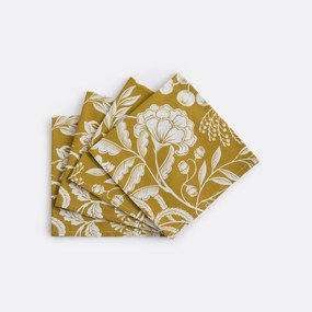 Set van 4 gewassen katoenen servetten, bloemenprint, LINDA
