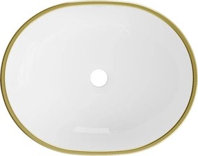 Mexen Viki opbouw wastafel 48 x 35 cm, wit/gouden rand - 21054805