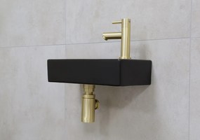 Mueller Mini Rhea 36x18x9cm zwarte fonteinset met kraan goud rechts