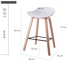 House of Rebels Barkruk - Romeo - 65 cm - Wit - Hout - Set van 2 - House of Rebels