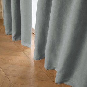 Verduisteringsgordijn van gewassen linnen, leren lussen, Private
