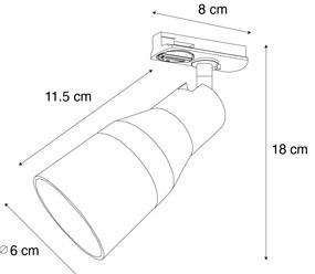 Moderne spot zwart met donker brons voor railsysteem 1-fase  - Iconic Kohua