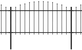 vidaXL Tuinhek met speren bovenkant (1,25-1,5)x8,5 m staal zwart