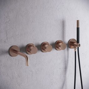 Saniclear Plus Curved Pro inbouw badkraan met 20cm uitloop geborsteld koper
