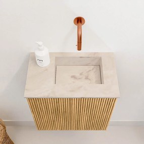 Mondiaz Joya DLux 40cm toiletmeubel oak met wastafel faye rechts zonder kraangat frappe