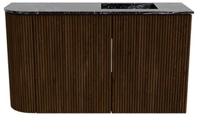 Mondiaz Joya DLux 70cm toiletmeubel ronding links walnut met wastafel faye rechts 1 kraangat lava