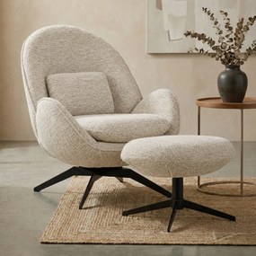 Draaibare Fauteuil Met Voetenbank Beige