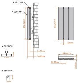 Eastbrook Charlton radiator 30x60cm aluminium 305W wit mat