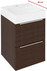 Sapho Emona Compact wastafelmeubel 55cm donkerbruin met witte wastafel