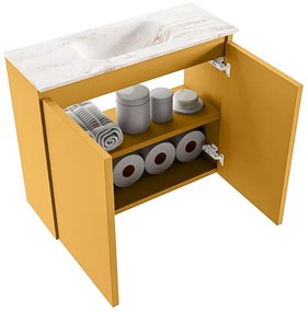 Mondiaz Ture DLux toiletmeubel 60cm ocher met wastafel frappe midden met kraangat