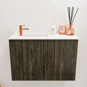 Mondiaz Joya 60cm toiletmeubel shadow met wastafel faye links 1 kraangat talc