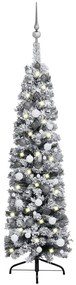 vidaXL Kunstkerstboom met LED's en kerstballen smal 150 cm groen