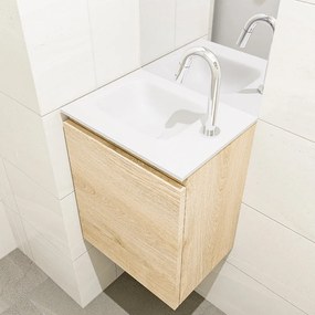 Mondiaz Olan 40cm toiletmeubel washed oak met wastafel talc links 1 kraangat