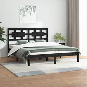 vidaXL Bedframe massief grenenhout zwart 160x200 cm