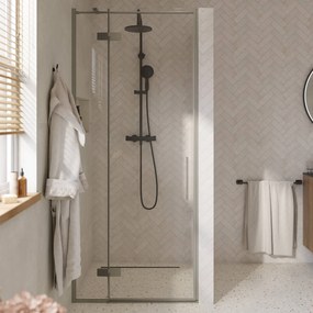 Saqu Gerento draaideur met vast paneel links incl. antikalk 90x210cm mat zwart