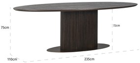 Ovale Eettafel 235 Cm - 235 X 110cm.