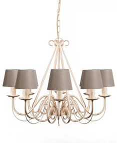 Kroonluchter crème 60 cm met taupe klemkappen - Giuseppe