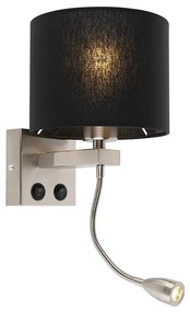 Moderne wandlamp staal met zwarte kap - Brescia
