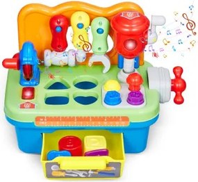 VEVOR Muzikale Werkbank Speelgoed, Geluiden &amp; Lichten, Leerwerkbank voor Kinderen vanaf 2 Jaar, Motoriek Speelgoed, Baby Rollenspel Gereedschapsset, Vorm Sorteeractiviteiten voor Peuters