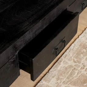 Starfurn Boaz Black Tv-meubel Van Zwart Mangohout 180 Cm - 177x51x36cm.