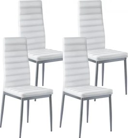 VEVOR Moderne eetkamerstoel (4 stuks) Elegante gestoffeerde leren stoel (draagvermogen 136 kg) voor eettafels, ruimtebesparende keukentafelstoel met dikke kussens en metalen poten, witte cafetariastoel