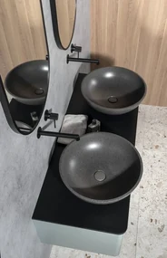 Sapho Turf betonnen waskom 44cm zwart graniet