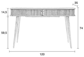 Zuiver Barbier Black Zwarte Design Sidetable - 120 X 35cm.