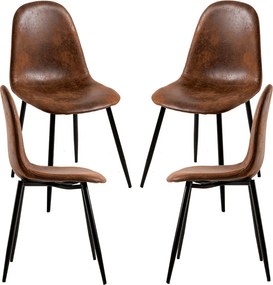 Set 4 Black Teok Kunstlederen Stoelen