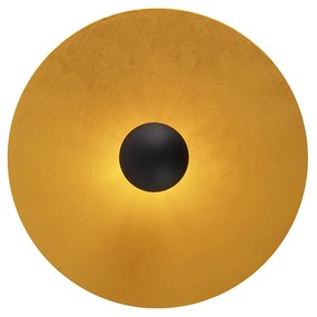 Stoffen Plafondlamp zwart platte kap geel 45 cm - Combi Modern E27 rond Binnenverlichting Lamp