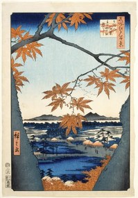 Kunstreproductie Maples leaves at Mama, Hiroshige Utagawa