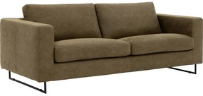 Goossens Excellent Bank Jovani groen, micro leer, 3-zits, urban industrieel