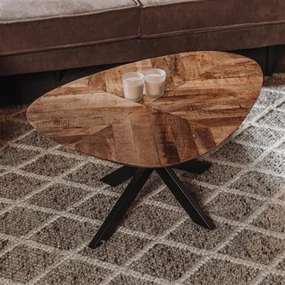 Tower Living Salontafel Eivorm Mangohout Naturel 130x70 Cm Pianella - 130 X 70cm.