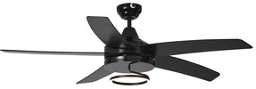 Plafondventilator met lamp zwart 132cm incl. LED met afstandbediening - Cool Anello Modern rond Binnenverlichting Lamp