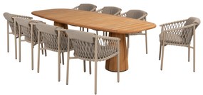 Capri Allora dining tuinset 280x110xH75 cm 9 delig teak latte 4 Seasons Outdoor