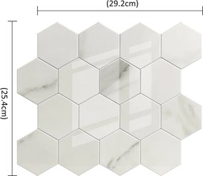 Zelfklevende Hexagon Morbido Bianco - 29.2 cm x 25.4 cm x 0.33 cm | 0.5 kg | Paneli zelfklevende steenstrips