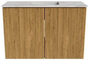 Mondiaz Joya DLux 60cm toiletmeubel oak met wastafel faye midden 1 kraangat glace