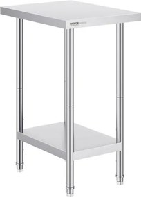 VEVOR RVS-werktafel, robuuste metalen werktafel met 3 verstelbare hoogtes, commercieel werkstation voor keuken, garage, restaurant, achtertuin 610 x 457 x 864 mm