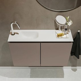 Mondiaz Ture 80cm toiletmeubel smoke met wastafel talc links 1 kraangat