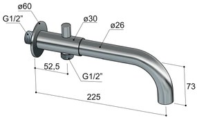 Hotbath Pal baduitloop 22,5cm chroom